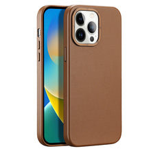 Заредете изображение във визуализатора на галерията – Dux Ducis Grit Leather Case for iPhone 14 Pro Elegant Faux Leather Cover (MagSafe Compatible) Brown
