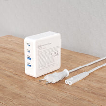 Заредете изображение във визуализатора на галерията – GaN 100W 2 x USB-C / 2 x USB fast charger Dudao A100EU - white
