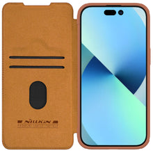 Заредете изображение във визуализатора на галерията – Nillkin Qin Pro Leather Flip Camera Cover Case for iPhone 15 Plus - Brown
