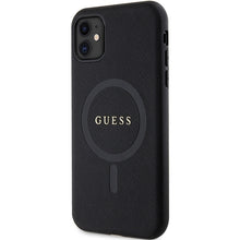 Заредете изображение във визуализатора на галерията – Original Case GUESS hardcase Saffiano MagSafe GUHMN61PSAHMCK for Iphone 11/ Xr black
