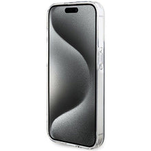 Заредете изображение във визуализатора на галерията – Original faceplate case GUESS GUHCP15LH4PSEGK for iPhone 15 Pro (4G Gold  Stripe / black)
