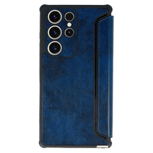 Заредете изображение във визуализатора на галерията – Razor Leather Book Case for Samsung Galaxy S23 Ultra navy
