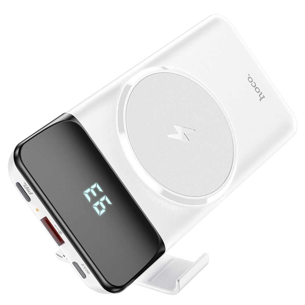 Hoco power bank 10 000mah with lcd and wirelles charging pd22,5w + qc3.0 j76 white - TopMag