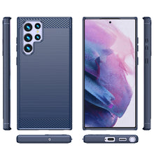 Заредете изображение във визуализатора на галерията – Carbon Case for Samsung Galaxy S23 Ultra flexible silicone carbon cover blue
