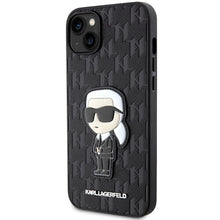 Заредете изображение във визуализатора на галерията – Original Pouch KARL LAGERFELD Saffiano Monogram Ikonik KLHCP14MSAKHPKK for Iphone 14 Plus Black
