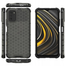 Заредете изображение във визуализатора на галерията – Honeycomb armored case with a gel frame for Xiaomi Poco M3 / Redmi 9T black

