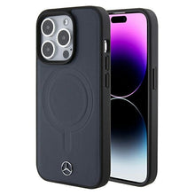 Заредете изображение във визуализатора на галерията – Original Case MERCEDES hardcase Smooth Leather MagSafe MEHMP15X23RCMV for Iphone 15 Pro Max Navy
