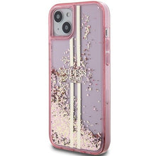 Заредете изображение във визуализатора на галерията – Original faceplate case GUESS GUHCP15MLFCSEGP for iPhone 15 Plus (Liquid Glitter Gold Stripes / pink)
