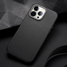 Заредете изображение във визуализатора на галерията – Dux Ducis Grit Leather Case for iPhone 14 Pro Elegant Faux Leather Cover (MagSafe Compatible) Black
