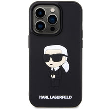 Заредете изображение във визуализатора на галерията – Original Pouch KARL LAGERFELD hardcase Rubber Ikonik 3D KLHCP14L3DRKINK for Iphone 14 Pro Black
