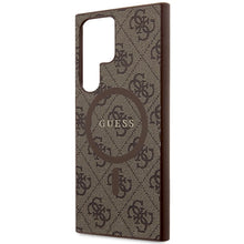 Заредете изображение във визуализатора на галерията – Guess 4G Collection Leather Metal Logo MagSafe Case for Samsung Galaxy S24 Ultra - Brown
