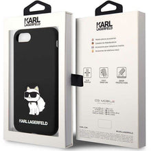 Заредете изображение във визуализатора на галерията – Karl Lagerfeld KLHCI8SNCHBCK iPhone 7/8/ SE 2020/2022 hardcase black/black Silicone Choupette
