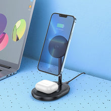 Заредете изображение във визуализатора на галерията – Hoco desktop holder with wireless charging 3in1 + support charging for magsafe 15w noble cw40
