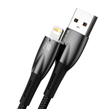 Заредете изображение във визуализатора на галерията – Baseus Glimmer Series cable with fast charging USB-A - Lightning 480Mb/s 2.4A 1m black
