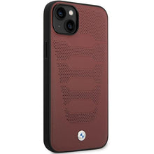 Заредете изображение във визуализатора на галерията – Case BMW BMHCP14S22RPSR iPhone 14 6.1" burgundy/burgundy Leather Seats Pattern
