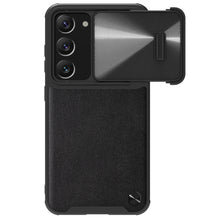 Заредете изображение във визуализатора на галерията – Nillkin CamShield Leather S Case for Samsung Galaxy S23 cover with camera cover black
