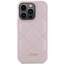 Заредете изображение във визуализатора на галерията – Guess Quilted Metal Logo case for iPhone 15 Pro Max - pink
