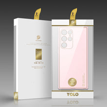 Заредете изображение във визуализатора на галерията – Dux Ducis Yolo elegant cover made of ecological leather for Samsung Galaxy S22 Ultra pink
