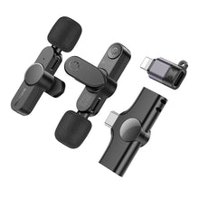 Заредете изображение във визуализатора на галерията – Borofone Lavalier wireless microphone BFK12 Trophy 2 pieces Type C and Lightning black

