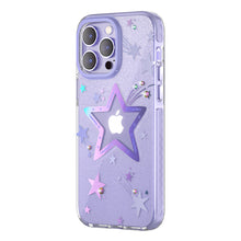 Заредете изображение във визуализатора на галерията – Kingxbar Heart Star Series case for iPhone 14 Pro purple star case
