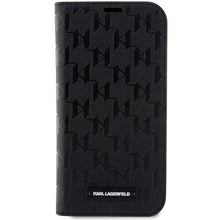 Заредете изображение във визуализатора на галерията – Karl Lagerfeld KLBKP14SSAKLHPK iPhone 14 6.1" bookcase black/black Saffiano Monogram
