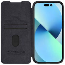 Заредете изображение във визуализатора на галерията – Nillkin Qin Pro Leather Flip Camera Cover Case for iPhone 15 Plus - Black
