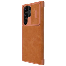 Заредете изображение във визуализатора на галерията – Nillkin Qin Leather Pro Case for Samsung Galaxy S23 Ultra Cover with Flip Camera Cover Brown
