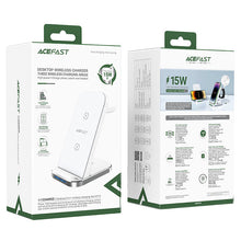 Заредете изображение във визуализатора на галерията – Acefast 3in1 wireless charging station for phone, headphones, smartwatch white (E15)
