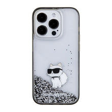 Заредете изображение във визуализатора на галерията – Original KARL LAGERFELD Case Liquid Glitter Choupette KLHCP15LLKCNSK for Iphone 15 Pro Transparent
