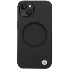Заредете изображение във визуализатора на галерията – Original Case BMW Signature Liquid Silicone MagSafe BMHMP14SSILBK2 for Iphone 14 Black
