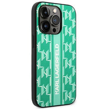 Заредете изображение във визуализатора на галерията – Karl Lagerfeld KLHCP14XPGKLSKN iPhone 14 Pro Max 6,7 "hardcase green / green Monogram Stripe
