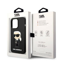 Заредете изображение във визуализатора на галерията – Original KARL LAGERFELD Case Silicone Ikonik Magsafe KLHMP14LSNIKBCK for Iphone 14 Pro black
