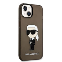 Заредете изображение във визуализатора на галерията – Original Pouch KARL LAGERFELD  Ikonik Karl Lagerfeld KLHCP14MHNIKTCK for Iphone 14 Plus black
