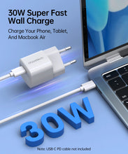 Заредете изображение във визуализатора на галерията – Choetech PD5007 USB-C PD 30W GaN wall charger - white
