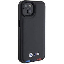 Заредете изображение във визуализатора на галерията – BMW BMHCP15S22PTDK iPhone 15 6.1" black/black Leather Stamp Tricolor
