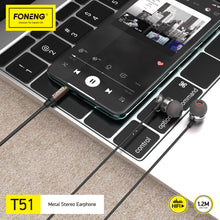Заредете изображение във визуализатора на галерията – Foneng Earphones T51 with microphone grey
