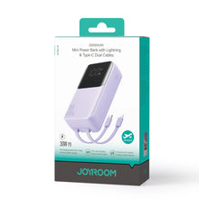 Заредете изображение във визуализатора на галерията – Mini power bank with built-in cables Joyroom JR-PBC07 20000mAh 30W - purple
