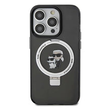 Заредете изображение във визуализатора на галерията – Karl Lagerfeld Ring Stand Karl&amp;Choupette MagSafe case for iPhone 14 Pro - black
