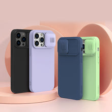 Заредете изображение във визуализатора на галерията – Nillkin CamShield Silky Silicone Case for iPhone 14 Pro Max silicone cover with camera cover blue
