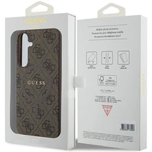 Заредете изображение във визуализатора на галерията – Guess 4G Collection Leather Metal Logo MagSafe case for Samsung Galaxy S24+ - brown
