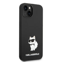 Заредете изображение във визуализатора на галерията – Original KARL LAGERFELD Case Silicone Choupette KLHCP14SSNCHBCK for Iphone 14 black
