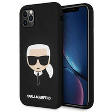 Заредете изображение във визуализатора на галерията – Karl Lagerfeld KLHCN65SLKHBK iPhone 11 Pro Max czarny/black hardcase Silicone Karl`s Head
