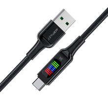 Заредете изображение във визуализатора на галерията – Acefast C7-04 USB-A USB-C 60W 1.2m cable with display - black
