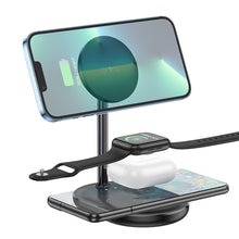 Заредете изображение във визуализатора на галерията – Hoco desktop holder with wireless charging 3in1 + support charging for magsafe 15w noble cw40

