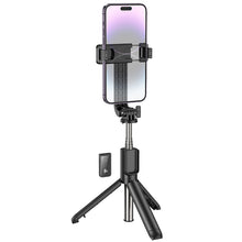 Заредете изображение във визуализатора на галерията – Borofone Selfie Stick BY11 Happy bluetooth with tripod and remote control black
