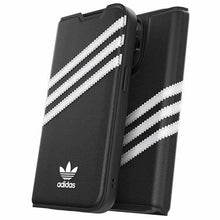 Заредете изображение във визуализатора на галерията – Adidas OR Booklet Case PU iPhone 14 Pro black/white 50196

