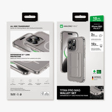 Заредете изображение във визуализатора на галерията – Amazing Thing Titan Pro Mag Wallet Case IP156.1PTWGY for Iphone 15 Pro titanium with stand
