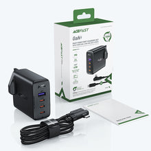 Заредете изображение във визуализатора на галерията – Set of 2x fast charger GaN UK 100W Power Delivery 3x USB C 1x USB - white / black
