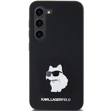 Заредете изображение във визуализатора на галерията – Karl Lagerfeld Silicone Choupette Metal Pin case for Samsung Galaxy S23 - black
