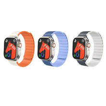 Заредете изображение във визуализатора на галерията – HOCO magnetic silicone strap for Apple Watch 38 / 40 / 41 mm AS102 dark blue with light blue
